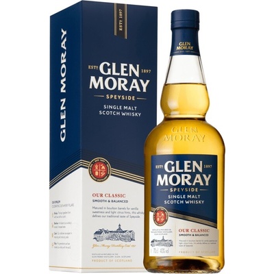 GLEN MORAY Single Malt Whisky Classic 40% 0,7 l (darčekové balenie 2 poháre)