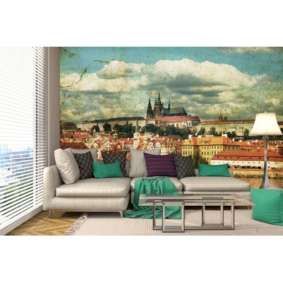 DIMEX ART Самозалепваща се флизелинова фототапета ретро картичка - прага 375 x 250 см