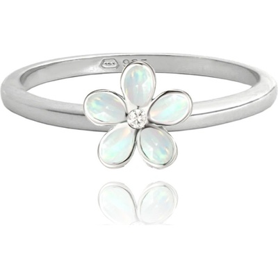 Minet JMAD0043WR52 Stříbrný prsten KYTIČKY s bílými opálky