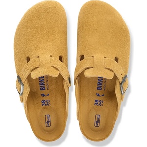Birkenstock чехли дамски от велур Boston Soft Footbed Suede Leather