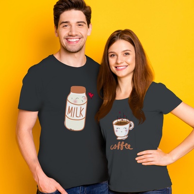 Tričko s potiskem Párová trička Coffee and Milk pánské tmavě šedá