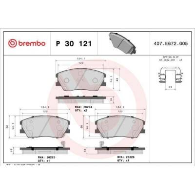 Sada brzdových destiček, kotoučová brzda BREMBO P 30 121