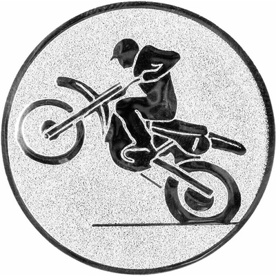 Motokros: Hliníkový emblém na trofej Ø 50 mm strieborná