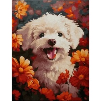 Norimpex - Puzzle Diamant painting: Dog in flowers 30x40cm - 1 - 39 piese