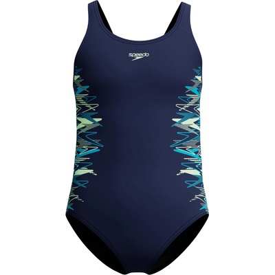 Speedo Детски бански костюм Speedo Kid's Placmement Muscleback Swimsuit - Peacoat / Pale Clover - размер 152 (EU) (750-1573-0514)