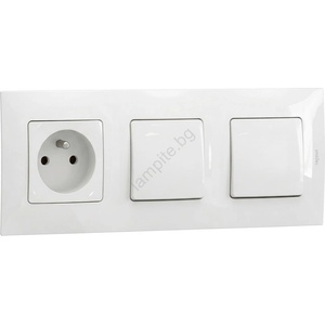 Legrand - Двоен еднополюсен ключ № 1 и домашна розетка с рамка NILOE 250V бяла (LR0017F)