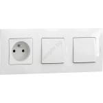 Legrand Legrand-Двоен еднополюсен ключ № 1 и битова розетка 250V/16A с рамка NILOE, бяла (LR0017F)