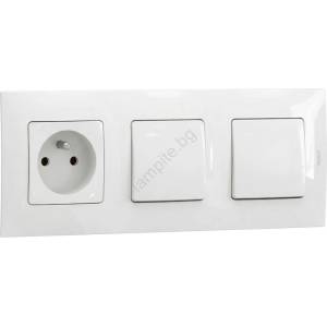Legrand Legrand-Двоен еднополюсен ключ № 1 и битова розетка 250V/16A с рамка NILOE, бяла (LR0017F)