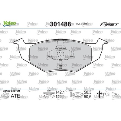 VALEO Sada brzdových platničiek kotúčovej brzdy 301488