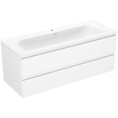 Rivel баня шкаф 120 см с мивка Vela, 2 чекмеджета, релефна, бяла мат - 91A20-12047-2-BFF01-W23M01 (91A20-12047-2-BFF01-W23M01)