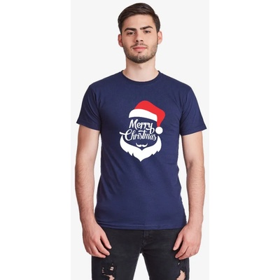 Мъжка бяла или тъмно синя тениска Merry Christmas Beard