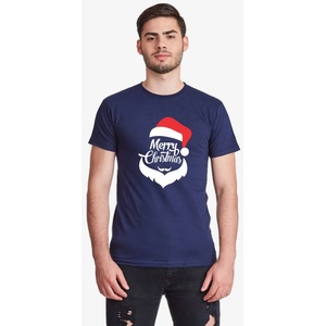  Мъжка бяла или тъмно синя тениска Merry Christmas Beard