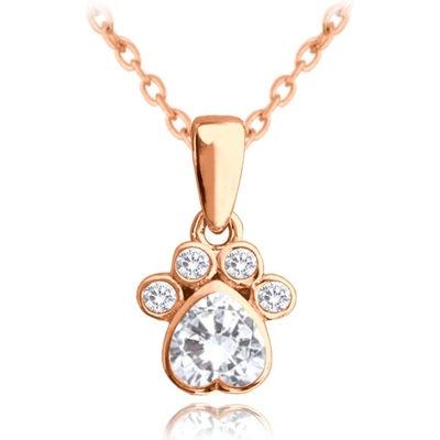 Minet Rose gold stříbrný tlapky s bílými zirkony JMAD0029RN38
