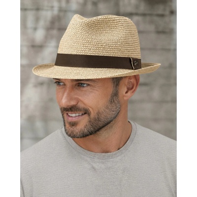 Letní klobouk Trilby crushable natural s hnědou stuhou original Göttmann 22-624/30
