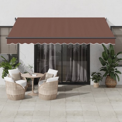 vidaXL Ručně zatahovací markýza s LED světly hnědá 400 x 300 cm
