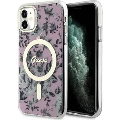 GUESS Кейс Guess GUHMN61HCFWSP за iPhone 11 / Xr 6.1", розов / розов, твърд, Flower MagSafe (GUE002930-0)