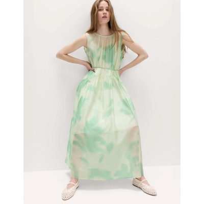 Marks & Spencer Набрана миди рокля с цветен печат и завързване Marks & Spencer зелена Marks & Spencer | Zelen | ЖЕНИ | 20 REG