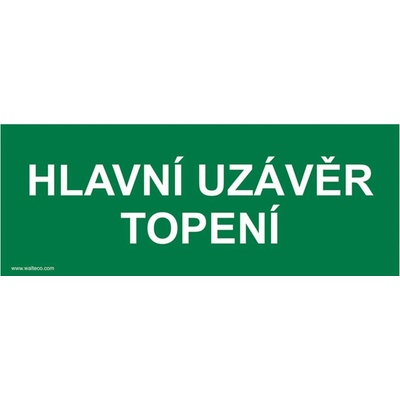 Walteco Hlavní uzávěr topení, 210x80mm, samolepka , 20079