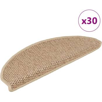 vidaXL Самозалепващи стелки за стълби вид сизал 30бр 65x21x4см пясъчни (3365879)