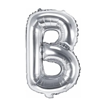 PartyDeco Балон от фолио Mini - Буква В 35см сребърен