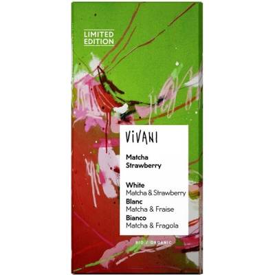 Vivani Biela čokoláda Matcha jahoda 80 g