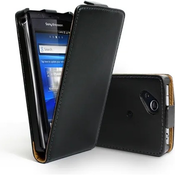 Sony Ericsson Xperia Arc S Flip2 Калъф Черен + Протектор
