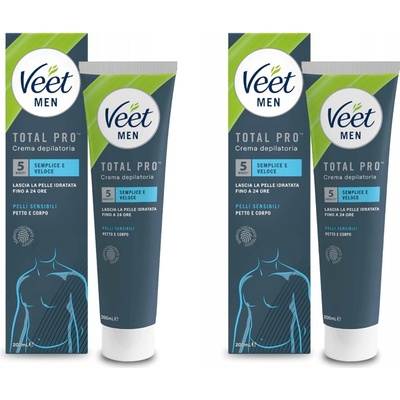 Veet Men Total Pro Sensitive krém na odstranění chloupků pro muže 2 x 200 ml