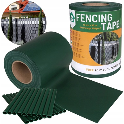 Oplocení Stínící panelové pásy UV plotový kryt 1x 9 Cm x 35m 450g/m2 klipy zelená