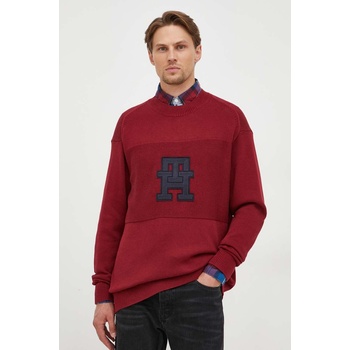 Tommy Hilfiger Памучен пуловер Tommy Hilfiger в бордо от лека материя (MW0MW33085)