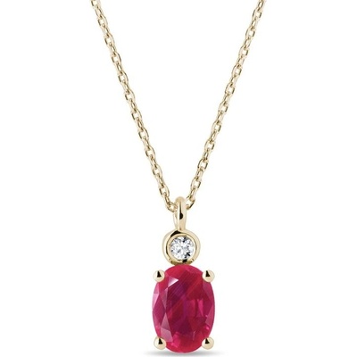 Klenota Zlatý náhrdelník s rubínom a bezel diamantom N0490703