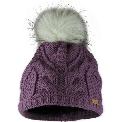 Bontis dámská zimní čepice s kožešinovou bambulí pudrově fialková