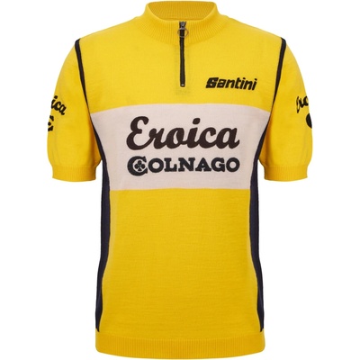 Santini Мъжка фланелка с къс ръкав за колоездене Santini Eroica Colnago Wool Jersey Cycling jersey - Giallo - размер XXL (056-3914-0116)
