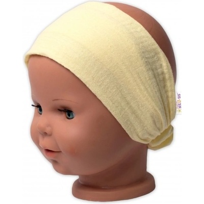 Baby Nellys Ľahká mušelínová čelenka Bandana, žltá