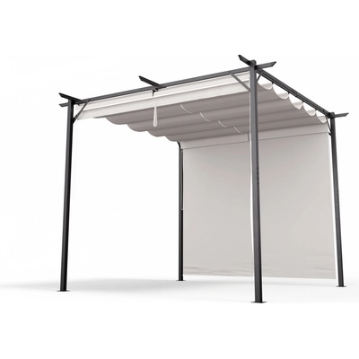 Blumfeldt Pantheon Wall Pergola, nástěnná pergola, 3 x 3 m práškově lakovaná ocel, odolná vůči povětrnostním vlivům Krémová
