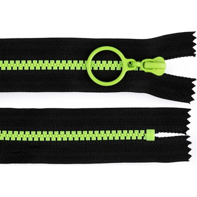 Stoklasa Kostěný zip barevný No 5 délka 15 cm s ozdobným jezdcem Balení: 1 ks, Varianta: 15 černá zelená 15 černá zelená