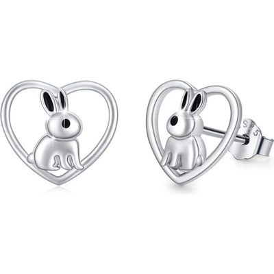 Olivie stříbrné náušnice KRÁLÍK V SRDCI 8485
