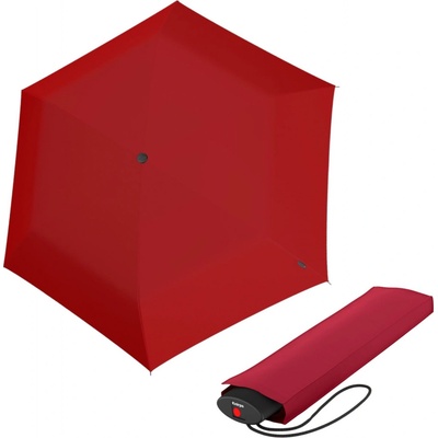 Knirps KNIRPS AS.050 SLIM SMALL RED - lehký dámský skládací plochý deštník