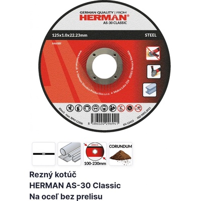 Herman Rezný kotúč na oceľ bez prelisu 125 x 1 x 22,2 mm 14020211