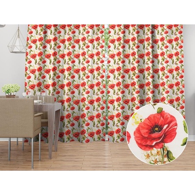 Biante Dekoračný záves PML-101 Vlčie maky na bielom 145x260 cm