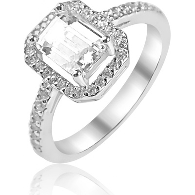 Meucci Stříbrný prsten s hranatým zirkonem SR159