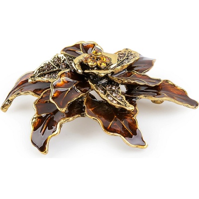 Brož s broušenýmim kamínky květ topaz smoked 1 ks