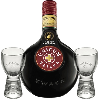 Unicum Szilva Bylinný 34,5% 0,7 l (darčekové balenie 2 poháre)