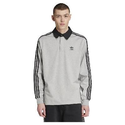 Adicolor Rugby long sleeve polo - Grey (Medium Grey Heather / Black)