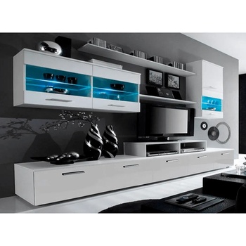 Холна секция Leo 250 cm с LED осветление бяло и супер бял гланц hg