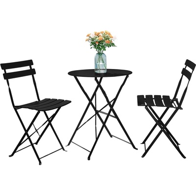 KONDELA OBAX Záhradný set 1+2, čierna, oceľ