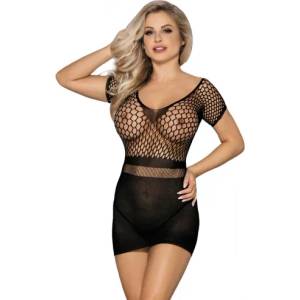 Q-Lingerie Сексапилна мрежеста мини рокля ql черна