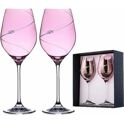Diamante sklenice na bílé víno Silhouette City Pink s krystaly Swarovski 2 x 360 ml – Zboží Dáma