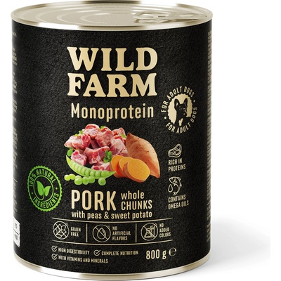 WILD FARM Монопротеинова свинска храна 800 г хипоалергенна храна за кучета