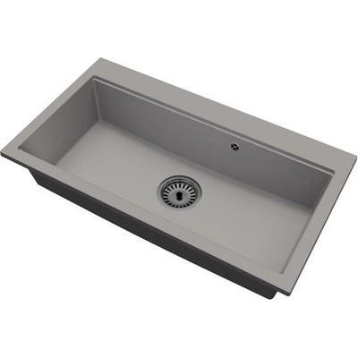 DobreSny Granitový dřez ELITE 90 ŠEDÝ + černý sifon 90 x 50 x 21cm