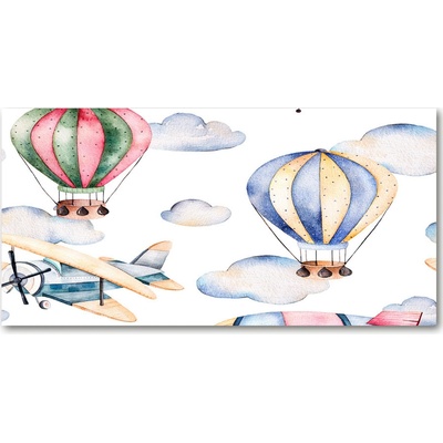 Foto obraz sklo tvrzené Lietadlá a balóny 100x50 cm